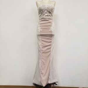 Vintage Portia & Scarlett Womens Beaded Formal Lace Maxi Dress Size S Bridesmaid